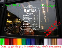 Storefront Window Decal w/Custom Hours