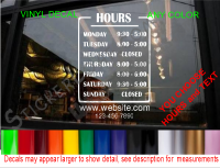 Storefront Window Decal w/Custom Hours