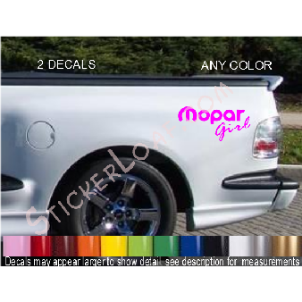 Mopar Girl Decals (SET OF TWO) Dodge Hemi Ram Image