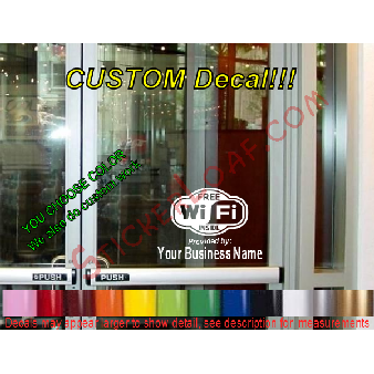 CUSTOM TEXT "FREE WIFI" Window Decal Business Shop Image