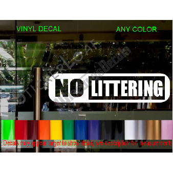 NO LITTERING Sign Business Window Shop Decal Image