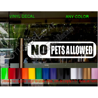 NO PETS ALLOWED Sign Business Window Shop Decal Image