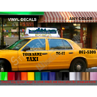 CUSTOM TAXI CAB Car Decal SET Cabbie Business Image