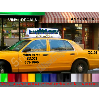 CUSTOM TAXI CAB Car Decal SET Cabbie Business Image