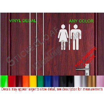 UniSex Mens Ladies Restroom Decal Door Sticker Image