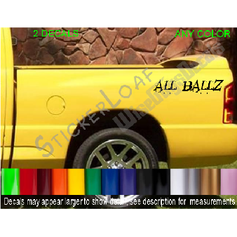 ALL BALLZ balls Truck Bedside DECALS (SET OF TWO) Image