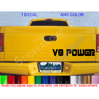 V8 POWER Truck Tailgate Corner Decal Image