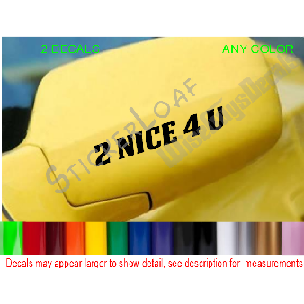 2 NICE 4 U Car Side Mirror DECALS (SET 2) Image