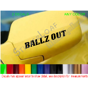 BALLZ OUT Car Truck Side Mirror DECALS (SET 2) Image