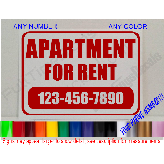 APARTMENT FOR RENT Custom Personalized Window SIGN Image