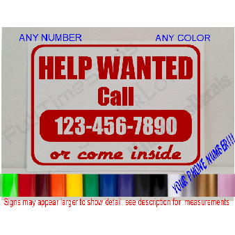 HELP WANTED Custom Personalized Window SIGN Image