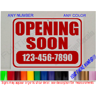 OPENING SOON Custom Personalized Window SIGN Image