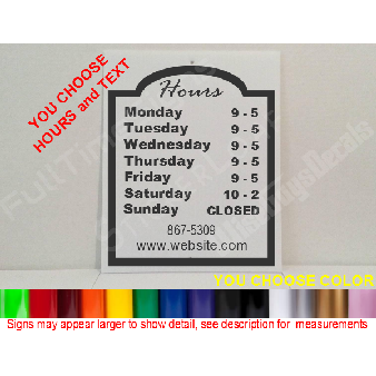 Custom Store Hours SIGN Personalized Window SIGN Image