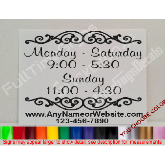 Custom Store Hours SIGN Personalized Window SIGN Image