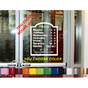 CUSTOM HOURS StoreFront Window Decal Business Shop Image