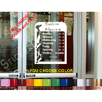 CUSTOM HOURS StoreFront Window Decal Business Shop Image