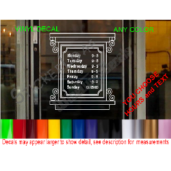 CUSTOM HOURS StoreFront Window Decal Business Shop Image