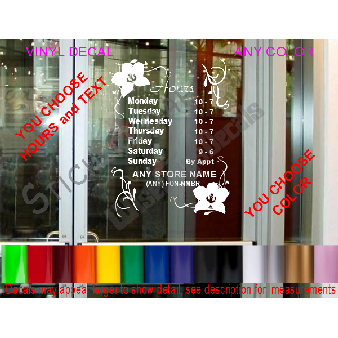 CUSTOM HOURS StoreFront Window Decal Business Shop Image