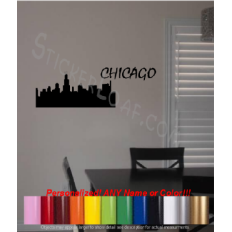 Chicago IL City Skyline cityscape decal Sticker Image