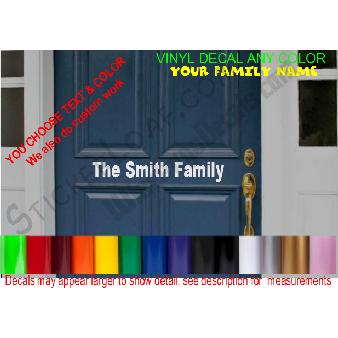 CUSTOM Front Door Family Name House Address Decal Image