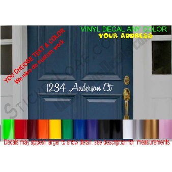 CUSTOM Front Door Family Name House Address Decal Image