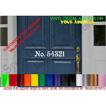 CUSTOM Front Door Family Name House Address Decal Image