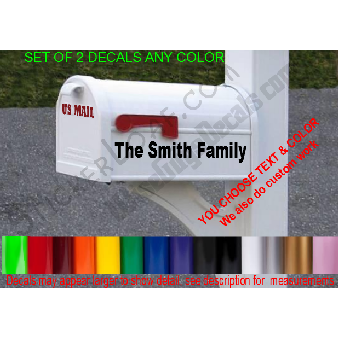 CUSTOM MailBox Family Name House Address Decal Image