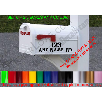 CUSTOM MailBox Family Name House Address Decal Image