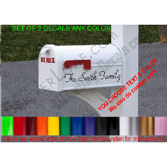 CUSTOM MailBox Family Name House Address Decal Image