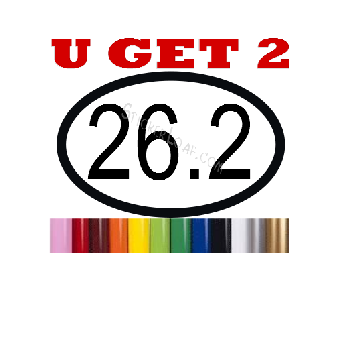 26.2 Running Decal Oval Runner Stickers "U Get 2" Image