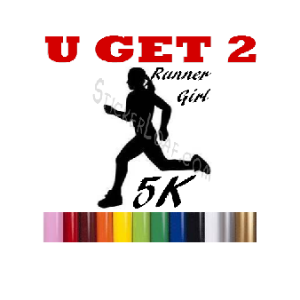 5K Running Decal Runner Girl Stickers "U Get 2" Image