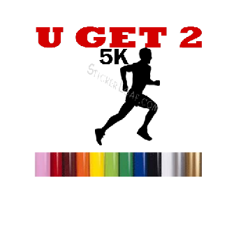 5K Running Decal Runner Guy Stickers "U Get 2" Image